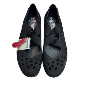Mephisto Black Leather Nubuck Perforated flats Women Size 6.5 NWOB